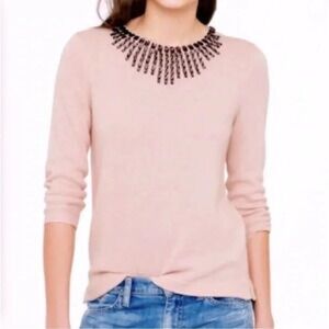 Jcrew Pink Sweater with Beaded Neckline
